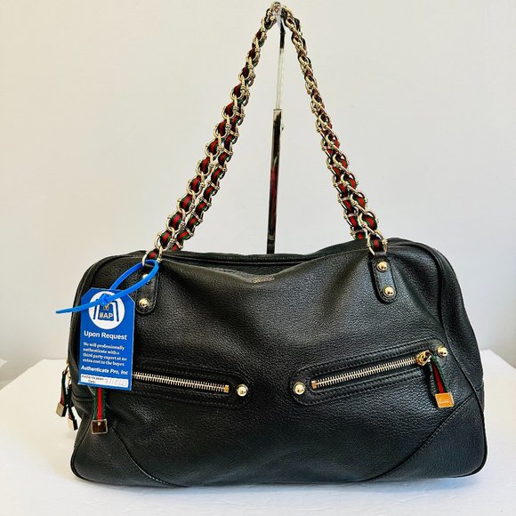 AUTHENTIC GUCCI PEBBLED LEATHER TRAVEL SHOULDER BAG VINTAGE MADE IN ITALY - Picture 1 of 14